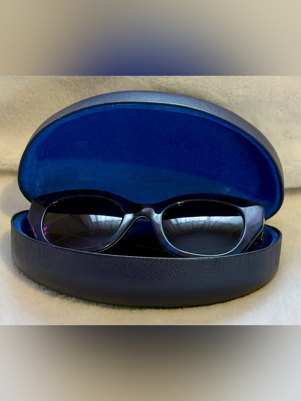 Kate Spade Capri Cat-Eye Sunglasses in Navy Blue with Animal Print-Matching Case